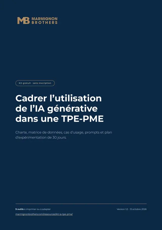 Couverture du kit pratique IA générative pour TPE-PME de Marmignon Brothers